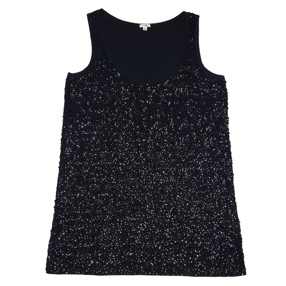 J. Crew black sequined sleeveless top